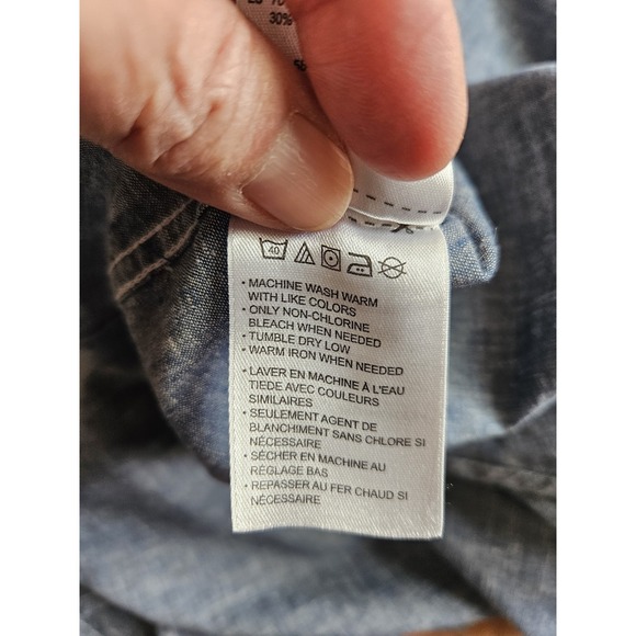 True Nation Men's Linen/Cotton Blue Long Sleeve Button Up Shirt, 4XLT - Picture 8 of 8